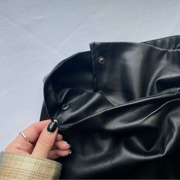 NWT Jason Wu Black Faux Leather Wrap Mini Skirt Size Small - Picture 10 of 16